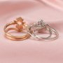 Keepsake Breast Milk Round Prongs Ring Settings Full Moon Solid 14K Gold with Moissanite Accents Stackable Ring Blank 1215014-1