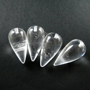 4pcs 15x30mm water drop shape crystal quartz half drilled loose beads for DIY pendant charm supplies 3000031