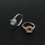 1Pcs 6.5-9MM Halo Round Prong Bezel Rose Gold Plated Solid 925 Sterling Silver Adjustable Ring Settings for Moissanite Gemstone DIY Supplies 1210054
