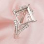 Princess Cut Square Prong Ring Settings Art Deco Solid 14K 18K Gold DIY Ring Supplies with Moissanite for Gemstone 1294187-1