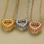 8MM Halo Heart Bezel Pave Pendant Settings Solid 925 Sterling Sliver DIY Gemstone Supplies Charm Tray Necklace Chain 15''+1.7'' 1320025