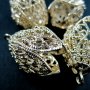 6pcs 16x16x25mm 14K light gold plated filigree flower DIY beads cap earring chandelier supplies 1850177