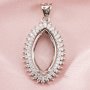 Double Halo Marquise Pendant Settings Art Deco Solid 14K 18K Gold DIY Charm Bezel Supplies 1431136-1