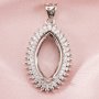 Double Halo Marquise Pendant Settings Art Deco Solid 14K 18K Gold DIY Charm Bezel Supplies 1431136-1