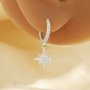 Moon And Star Hoop Earrings With White Cubic Zirconia,Solid 925 Sterling Silver Earrings,Dainty Pave CZ Stone Earrings 6390123