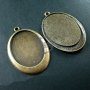 5pcs 30x40mm vintage style antiqued bronze alloy simple oval pendant charm bezel tray DIY supplies 1421068