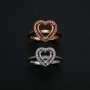 6-8MM Halo Heart Prong Ring Settings Solid 925 Silver Rose Gold Plated DIY Adjustable Ring Bezel for Gemstone Supplies 1294237