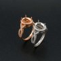 1Pcs 7x9MM Oval Halo Free Form Shank Rose Gold Plated Solid 925 Sterling Silver Adjustable Prong Ring Settings Blank for Gemstone 1224032