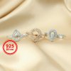 Halo Pear Prong Ring Settings Rose Gold Plated Solid 925 Sterling Silver Adjustable Ring Bezel for DIY Gemstone 1294224