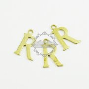 10pcs 15x10mm vintage kawaii metal alphabet letter R raw brass pendant charm packs assortment 1800078