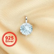 8MM Round Sky Blue Topaz Birthstone Pendant Charm,Solid 925 Sterling Silver Charm,November Birthstone Pendant,DIY Birthstone Jewelry 1411324