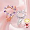 Solid 925 Silver Keepsake Color Birthstones Halo Oval Prongs Ring Settings,DIY Rings for Breast Milk Stone 1224198