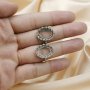 1Pcs 13X18MM Antiqued Oval Flower Bezel Solid 925 Sterling Silver Adjustable Ring Settings 1223085