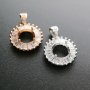 1Pcs 4-12MM Round Bezel Rose Gold Silver Gems Cz Stone Solid 925 Sterling Silver Prong Pendant Charm Settings 1411227