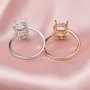 Two Stones Oval Prong Ring Settings Solid 14K Gold Adjustable Ring Band for 6x8MM DIY Gemstone 1224017-1