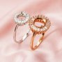 Keepsake Breast Milk Round Halo Prongs Ring Settings Resin Solid 14K Gold with Moissanite Accents DIY Ring Blank Band 1210038-1