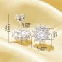 Luxury Sun Flower Simulated Diamond Studs Earrings With 6MM Round White Cubic Zirconia,Solid 925 Sterling Silver Earrings,Dainty Earrings 6310102