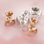 14K Solid Gold Heart Prongs Studs Earrings Settings for Faceted Gemstone DIY Supplies Findings 1706045-1
