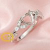 6MM Heart Prong Ring Setttings Art Deco Flower Memory Jewelry Solid 14K 18K Gold DIY Ring Blank Wedding Band with Moissanite 1294370-1