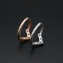 1Pcs 3MM Round Curve 5 Stones Rose Gold Plated Solid 925 Sterling Silver DIY Stackable Adjustable Prong Ring Settings Blank for Gemstone 1210067