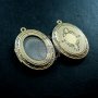 5pcs Pendant DIY Brass Bronze Copper European Antique Style Oval Gemstone Studded Prayer Box Photo Locket Jewelry