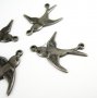 10pcs two loops 17x19MM vintage antiqued silver brass swallow bird charm,pendant,antiqued brass stamping charm 1830008