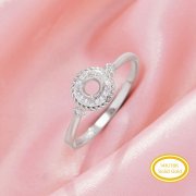 4MM Halo Round Prong Ring Settings,Solid 14K 18K Gold Ring,Vintage Styles Round Moissanite Ring,DIY Ring Supplies For Gemstone 1212139
