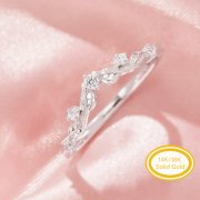 Curved Tree Branch Leaf Moissanite Stackable Ring,Solid 14K 18K Gold Ring,Dainty Stacker Ring,Stackable Ring,DIY Ring Supplies 1294995