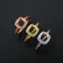 6MM Square Halo Prong Ring Settings Solid 925 Sterling Silver Rose Gold Plated DIY Adjustable Ring Bezel for Gemstone 1294217
