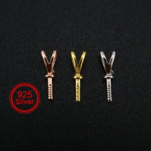 3.5x11MM Rose Gold Plated Solid 925 Sterling Silver Bail for Half Drilled Pear Beads DIY Supplies 1431084