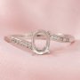 Oval Prong Ring Setttings Breast Milk Resin Bypass Shank Memory Jewelry Solid 14K 18K Gold DIY Ring Blank Wedding Band with Moissanite 1224051-1