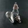 6pcs 20x24mm vintage style antiqued silver flower cap bail wish vial drop flat glass bottle pendant DIY supplies 1830061