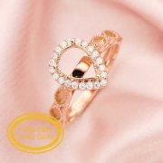 6x8MM Halo Pear Ring Settings with 2x4MM Marquise Bezel on Shank for Making Breast Milk Resin,Solid 14K 18K Gold DIY Ring Bezel with Moissanite 1294646