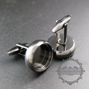 10Pcs 16MM Round Bezel 5MM Depth Gun Black Floating Cufflinks Tray 1500150-1