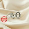 1Pcs 13X18MM Antiqued Oval Flower Bezel Solid 925 Sterling Silver Adjustable Ring Settings 1223085