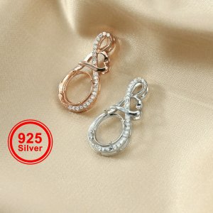 8x10MM Oval Prong Pendant Settings Mother\'s Love Solid 925 Sterling Silver Rose Gold Plated Charm Bezel DIY Gemstone Supplies 1421159