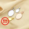 Breast Milk Resin Oval Solid Back Pendant Bezel Settings,Solid 925 Sterling Silver Rose Gold Plated Pendant,DIY Memory Jewelry Supplies 1421198