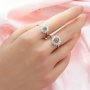 Solid 925 Silver Keepsake Color Birthstones Halo Round Prongs Ring Settings,DIY Rings for Breast Milk Stone 1215077