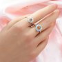 Solid 14K Gold Keepsake Color Birthstones Halo Round Prongs Ring Settings,DIY Rings for Breast Milk Stone 1215077