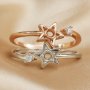 3MM Round Prong Ring Settings Star Two Stones Solid 925 Sterling Silver Rose Gold Plated Adjustable DIY Ring Bezel Supplies 1215018