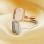 8x10MM Breast Milk Resin Rectangle Bezel Ring Settings,Solid Back 925 Sterling Silver Rose Gold Plated Ring,DIY Ring Supplies 1294660