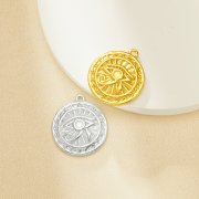 Stainless Steel Round Eye Pendant Charm,Vintage Stainless Steel Eye Pendant,Gold Plated Pendant,DIY Pendant Supplies 1411425