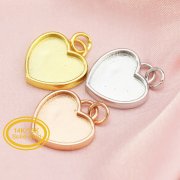 Keepsake Breast Milk Bezel 12MM Heart Pendant Settings Solid 14K/18K Gold DIY Memory Jewelry Supplies 1431088-1