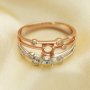 4MM Round Prong Ring Settings,Solid 925 Sterling Silver Rose Gold Plated Ring,Gems CZ Stone Prong Ring Setting,DIY Ring Supplies 1215059