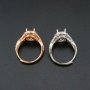 1Pcs 7x9MM Oval Halo Free Form Shank Rose Gold Plated Solid 925 Sterling Silver Adjustable Prong Ring Settings Blank for Gemstone 1224032