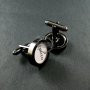 1Pairs 14MM Gun Black Plated Brass Round Bezels Base Tray Setting Photo Frame Custom Cuff Links Wedding Cufflinks Blank 1500042 Model: 1500042