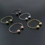 1Pcs Vintage Style Brass Rose Gold Silver Bronze Black Plated Double Balls End Bracelet Bangle DIY Beading Supplies 1900240