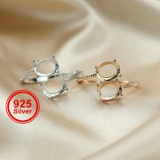 1Pcs 6X8MM Solid 925 Sterling Silver Double Oval Gemstone Bezel Prong Adjustable Ring Settings DIY Jewelry Supplies 1224017