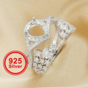 6x8MM Keepsake Breast Milk Resin Infinity Pear Ring Settings,Stackable Solid 925 Sterling Silver Ring Set,Art Deco Stacker Ring Band,DIY Ring Set 1294481