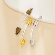 Tube Glass Bottle Stainless Steel Pendant,Silver Bronze Gold Plated Minimalist Perfume Vial Pendant,Wish Charm,DIY Pendant Supplies 1800600